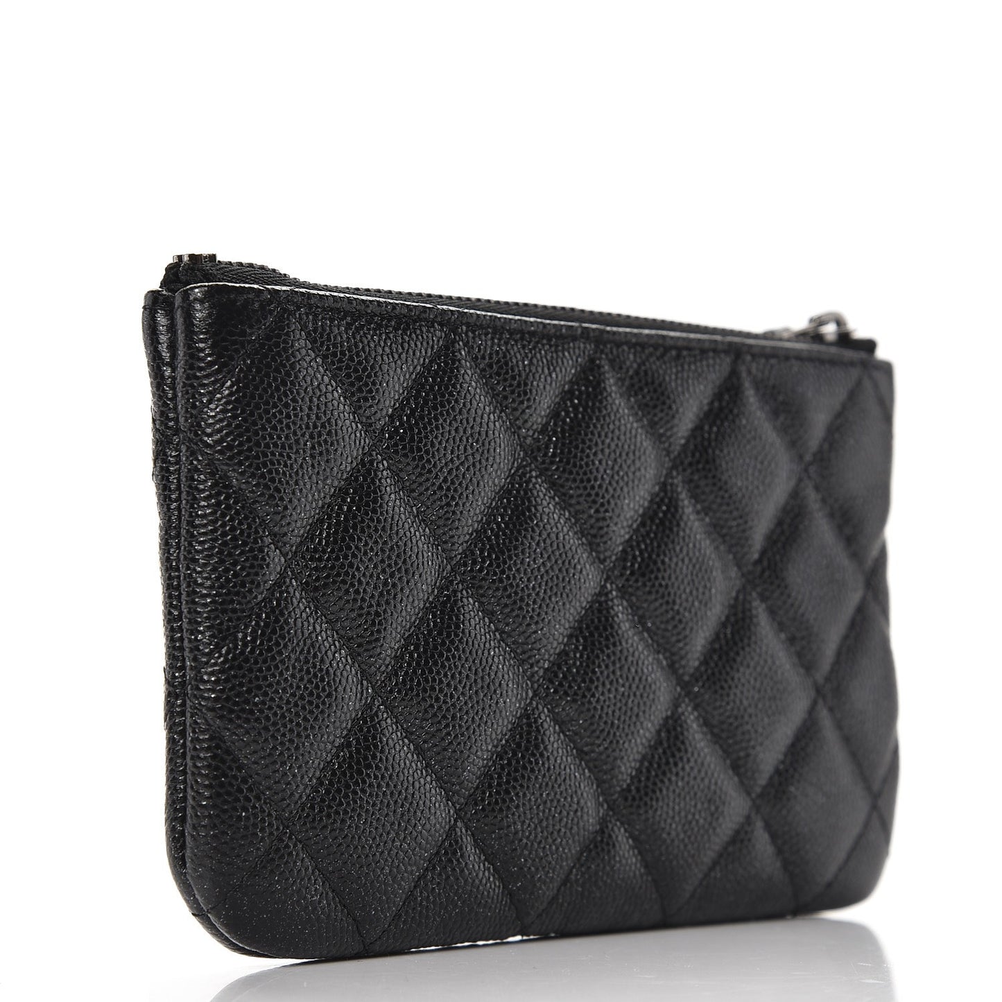Iridescent Caviar Quilted Small Cosmetic Case Black