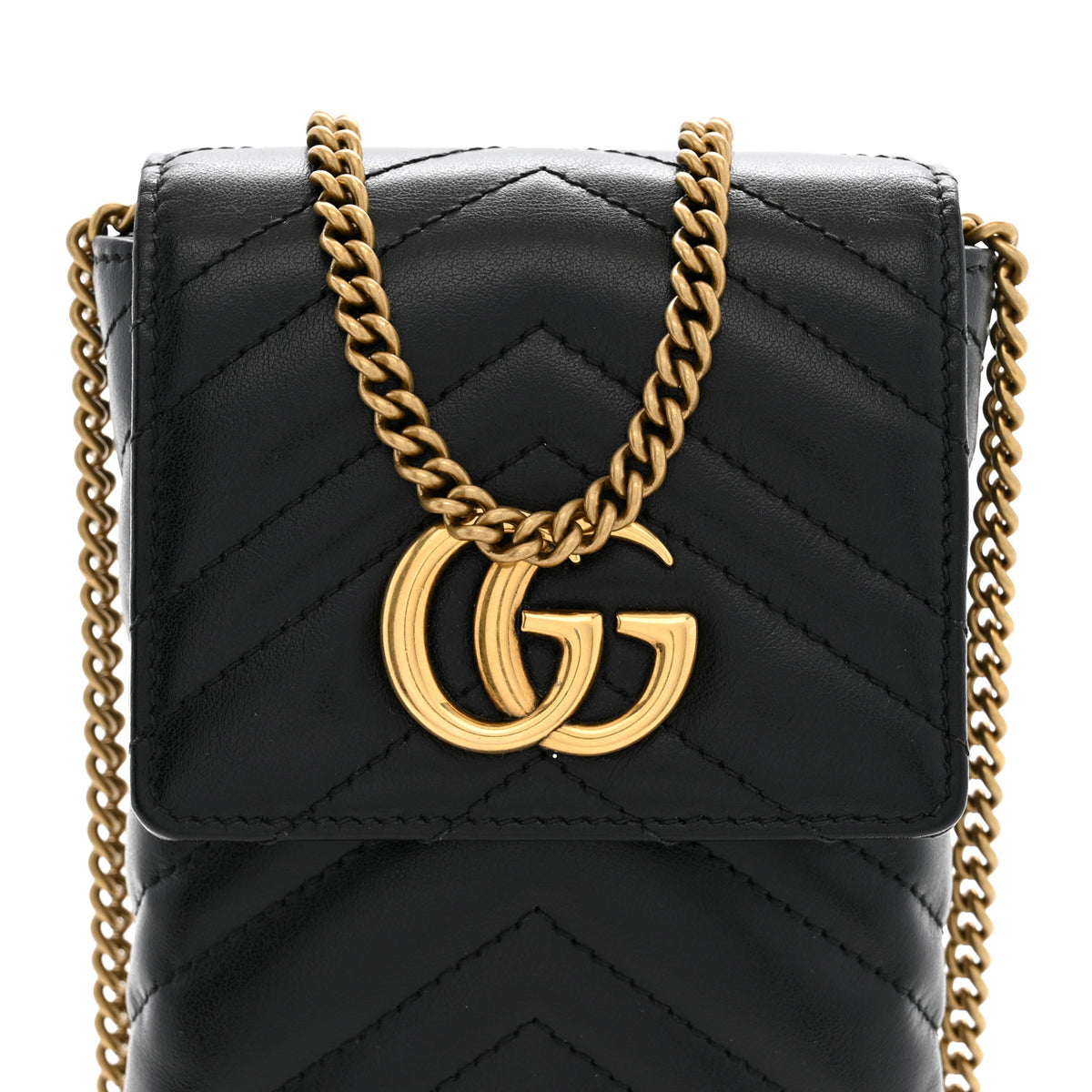Gucci Calfskin Small GG Marmont Phone Crossbody Bag Black 8 of 12
