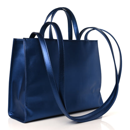Telfar Metallic Vegan Leather Medium Shopping Bag Cobalt 3 of 9