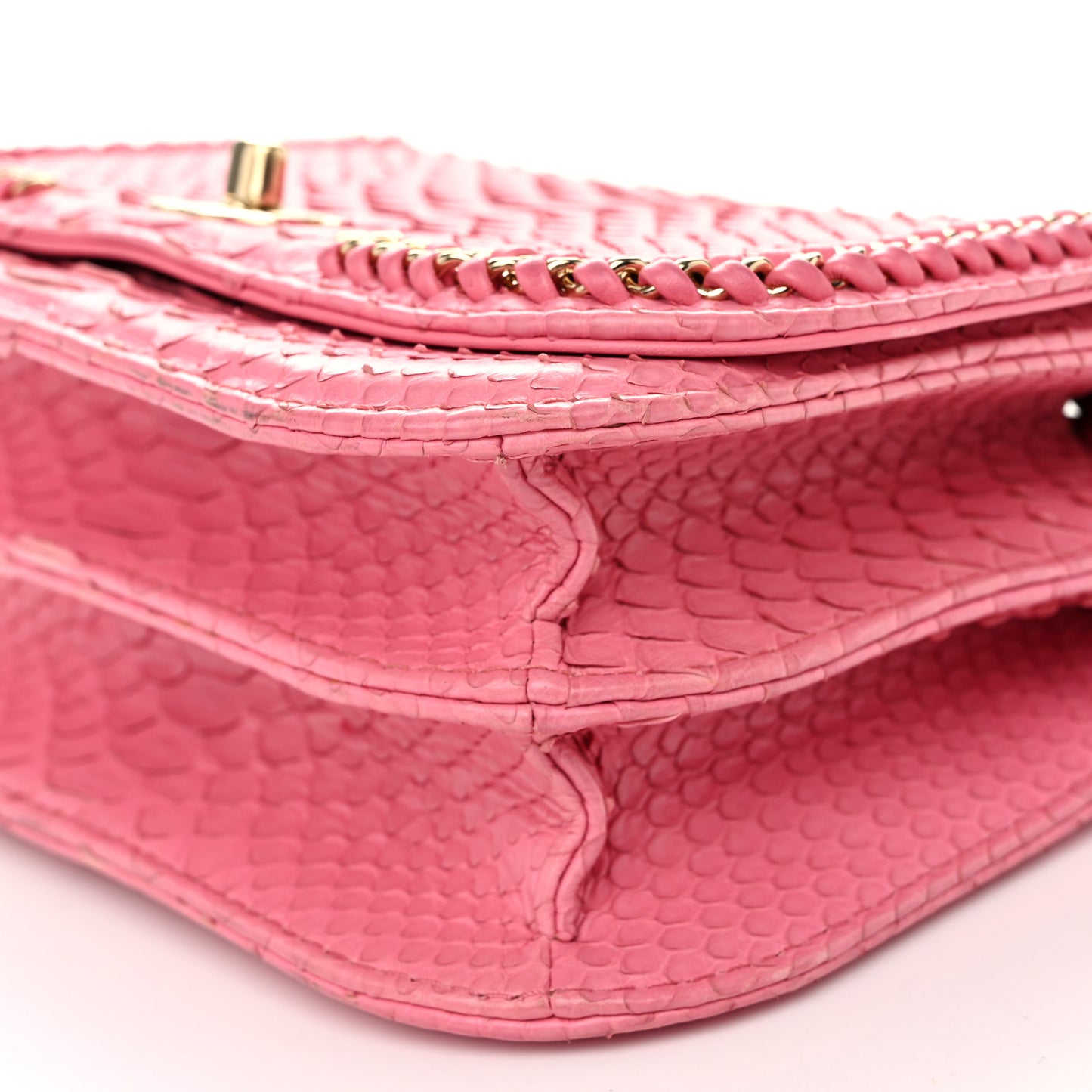 Snakeskin Small Braided Chic Flap Pink