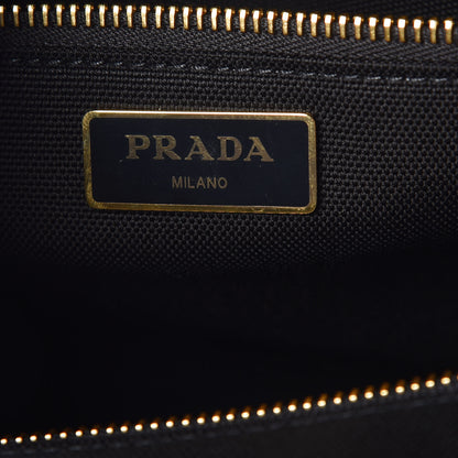 Prada Wicker Canvas Shoulder Bag Black 6 of 8