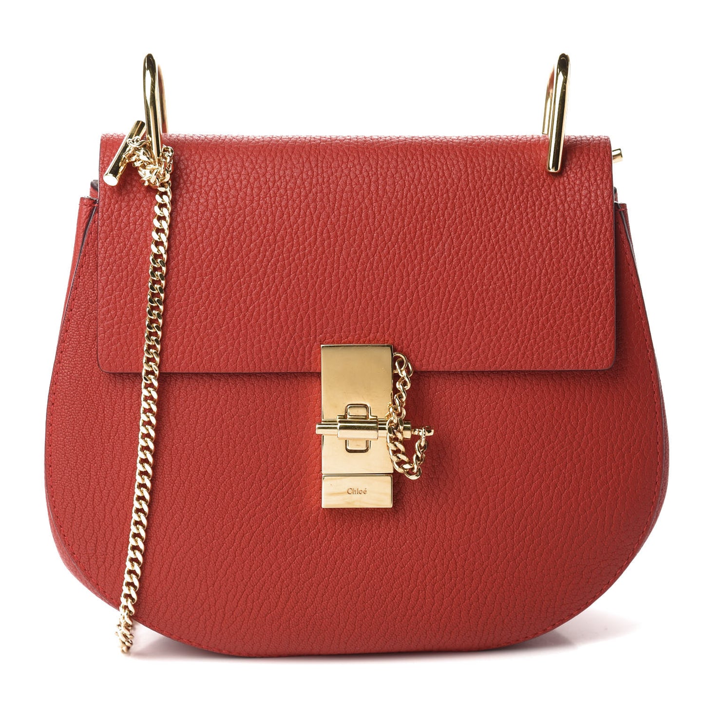 Grained Lambskin Drew Shoulder Bag Plaid Red