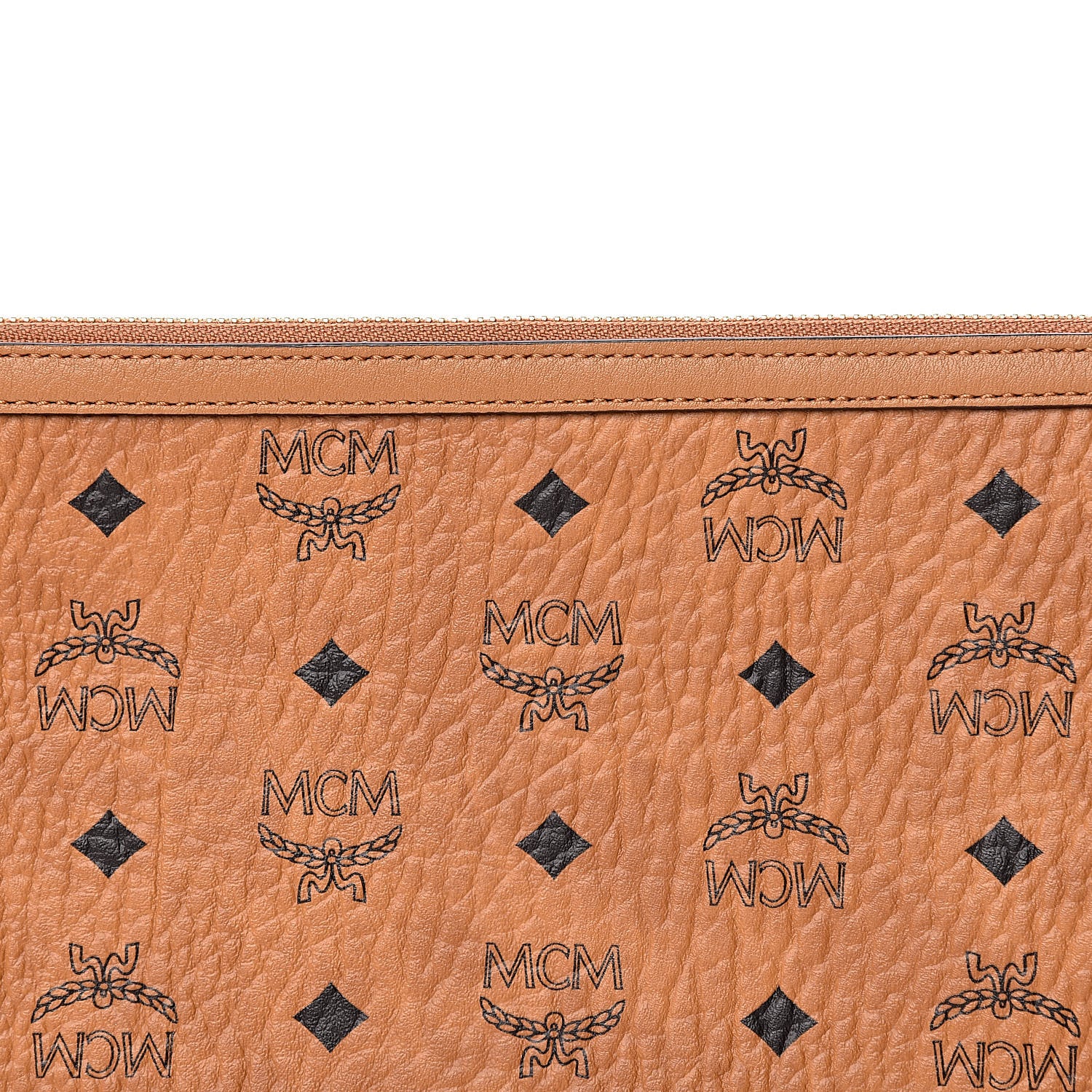 MCM Visetos Liz Shopper Tote Pouch Cognac 10 of 10