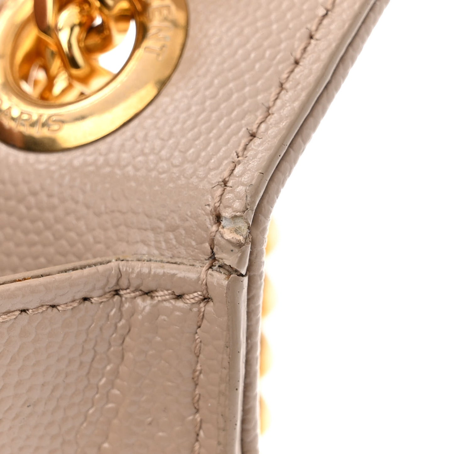 Grain De Poudre Mixed Matelasse Large Triquilt Monogram Satchel Beige