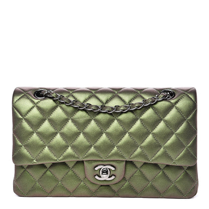 Chanel Iridescent Lambskin Quilted Medium Double Flap Green 1 of 14