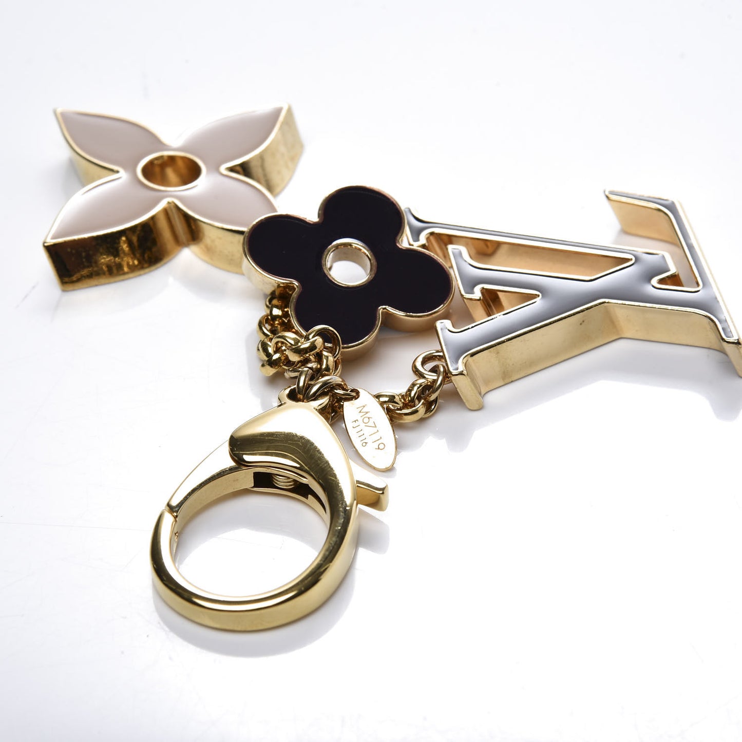 Fleur De Monogram Bag Charm Dore