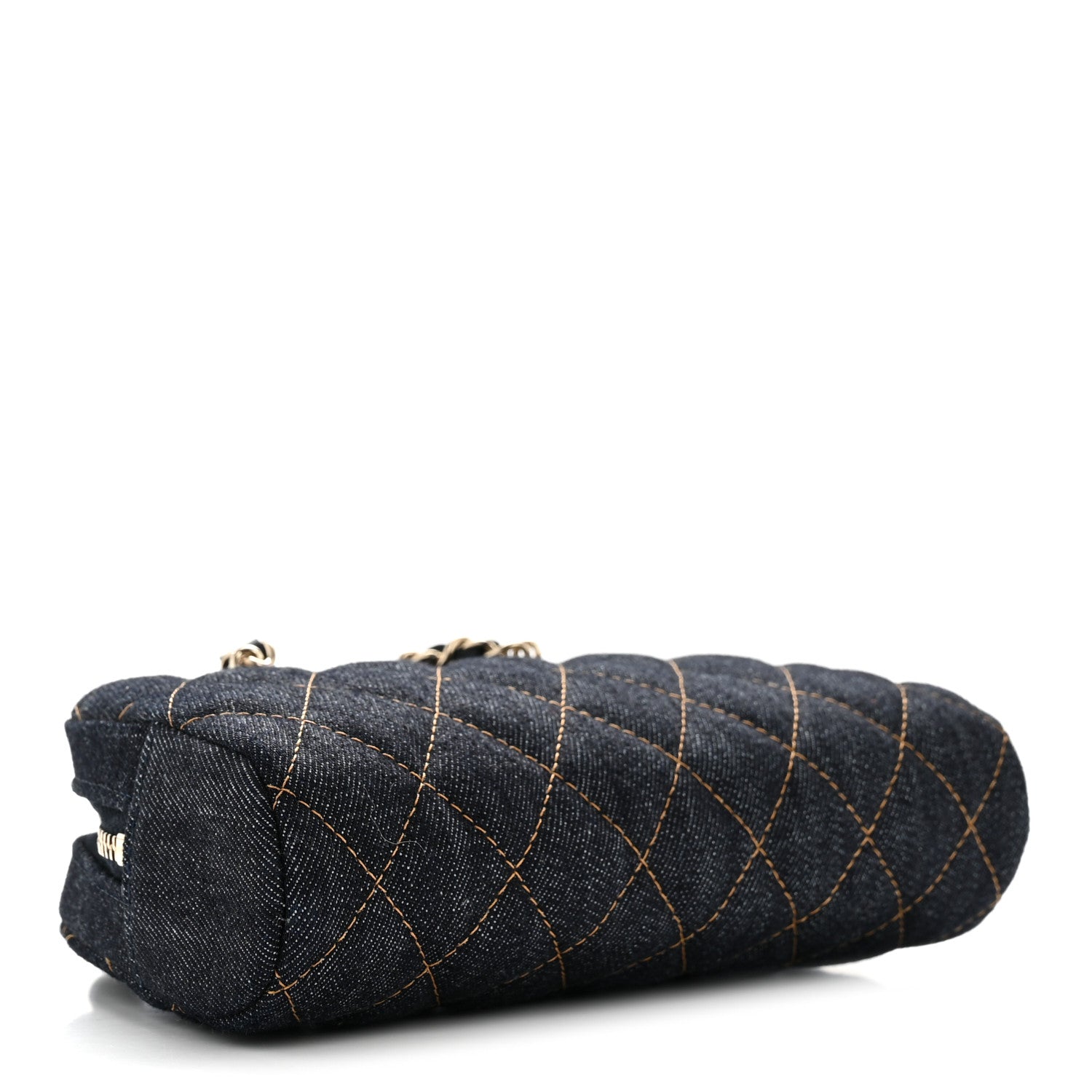 Chanel Denim Quilted Clutch With Chain Dark Blue Orange 4 of 11