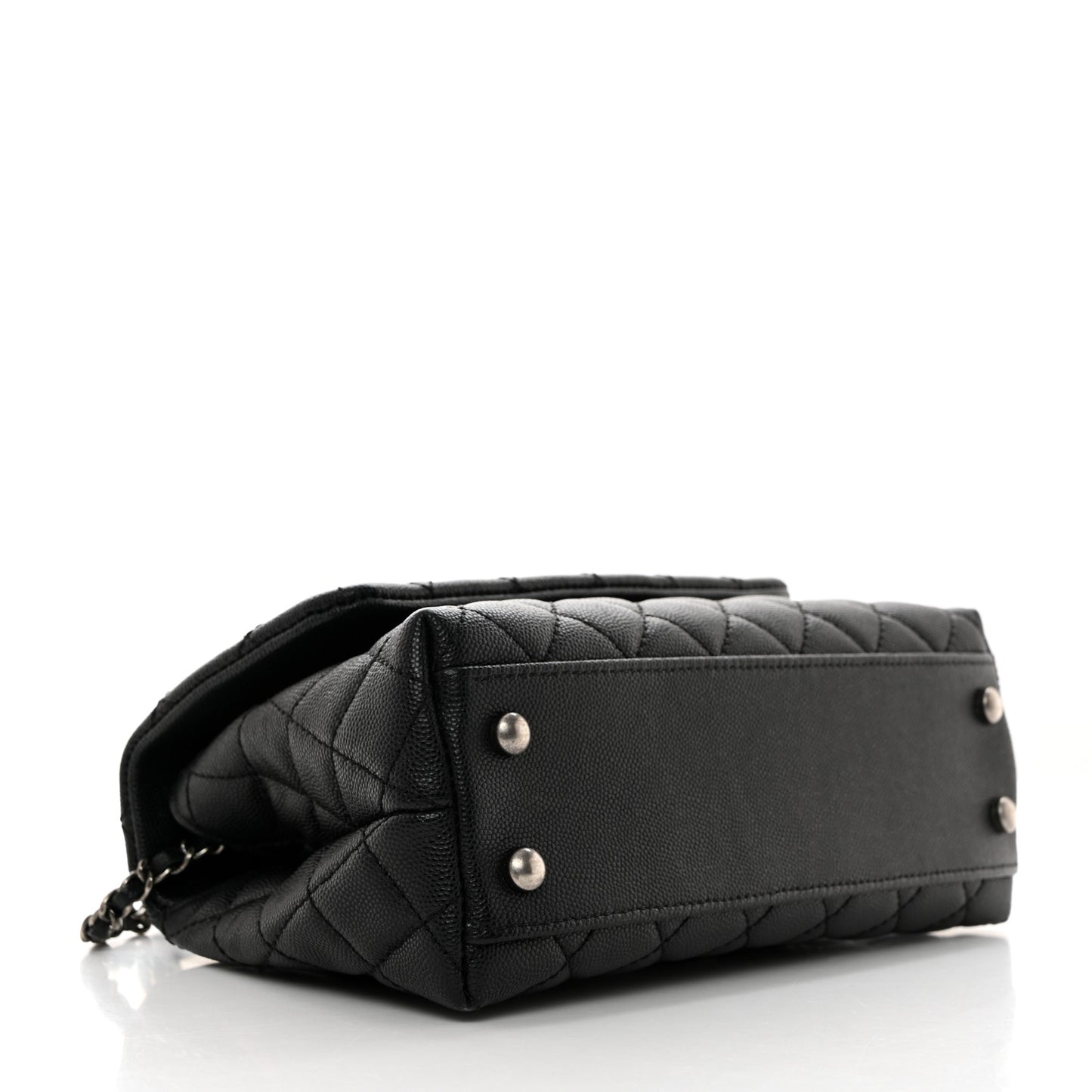 Caviar Lizard Quilted Mini Coco Handle Flap Black