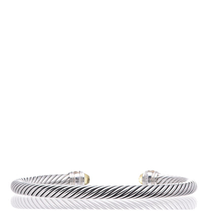 David Yurman Sterling Silver 14K Yellow Gold Citrine 5mm Cable Classics Bracelet 3 of 4