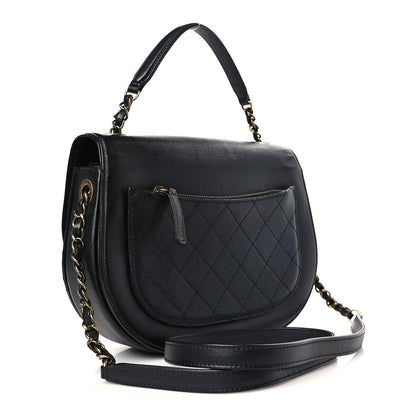 Chanel Shiny Calfskin Goatskin Quilted Medium Coco Curve Messenger Flap Black 3 of 9
