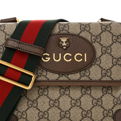 Gucci GG Supreme Monogram Web Small Neo Vintage Double Flap Messenger Bag Beige New Acero 8 of 14
