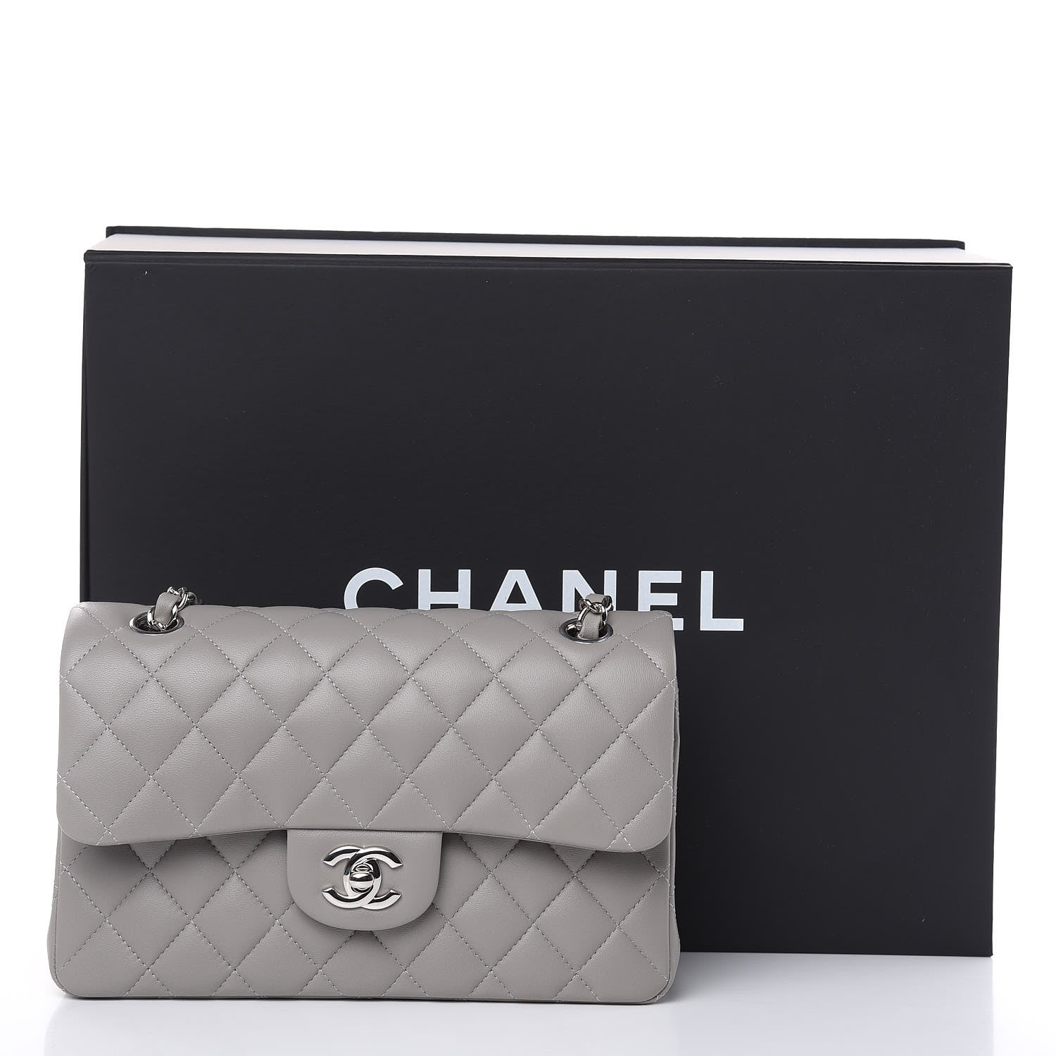 Chanel Lambskin Quilted Small Double Flap Grey 12 of 12