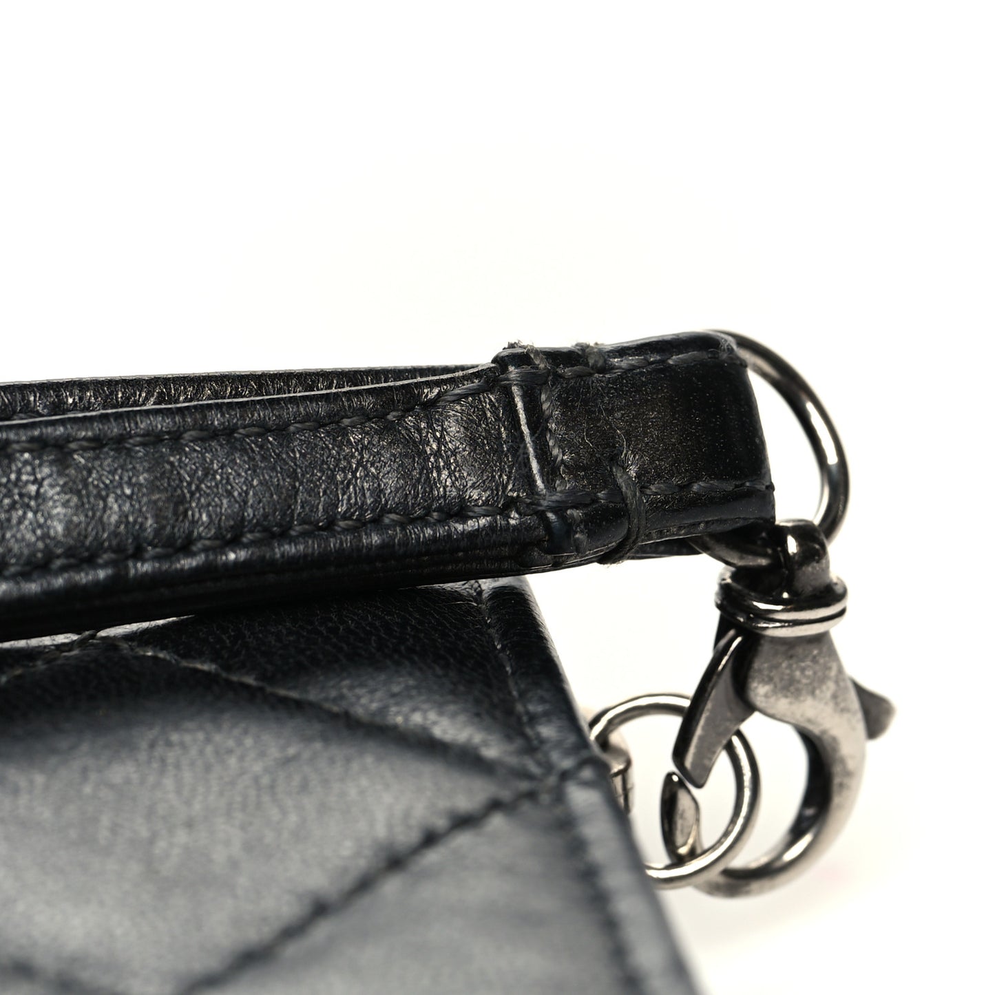 Calfskin Quilted Chain CC Chain Clutch Argent Fonce