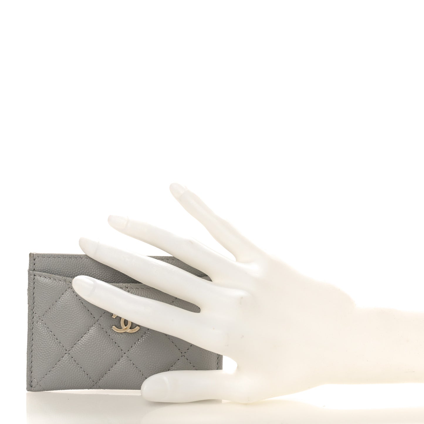 Caviar Quilted Card Holder Grey