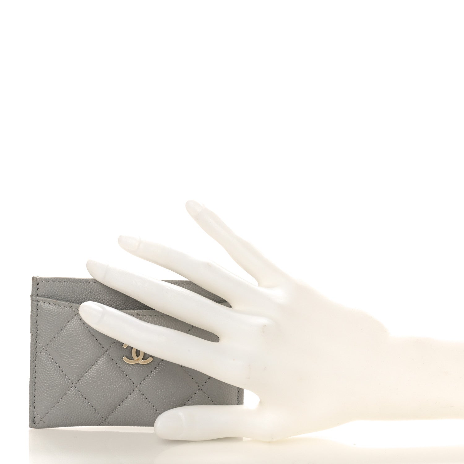 Chanel Caviar Quilted Card Holder Grey 2 of 10