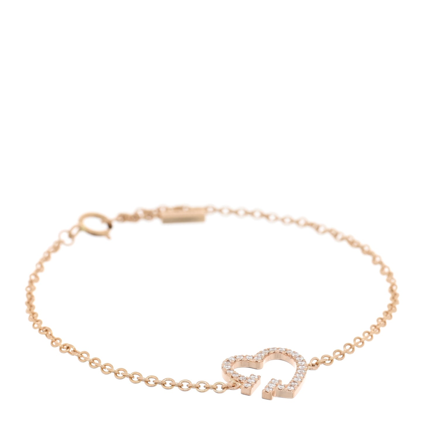 18K Rose Gold Diamond T Heart Bracelet