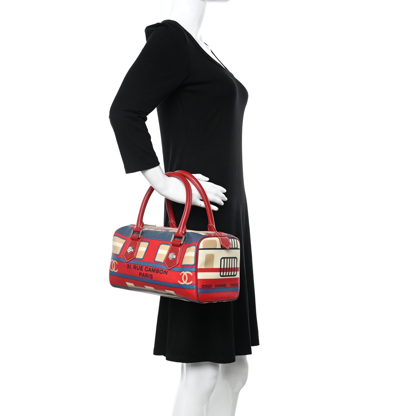 Coated Canvas Le Train Boston Bag Red