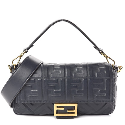 Fendi Nappa FF 1974 Embossed Baguette Midnight 1 of 11
