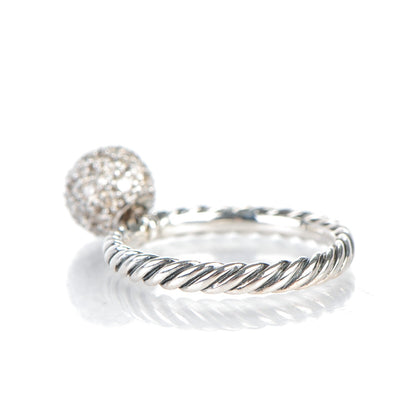 David Yurman Sterling Silver Pave Diamond 8mm Element Ball Ring 51.5 6 3 of 4