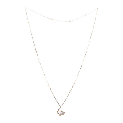 Van Cleef & Arpels 18K Yellow Gold Mother of Pearl Sweet Alhambra Butterfly Pendant Necklace 3 of 6