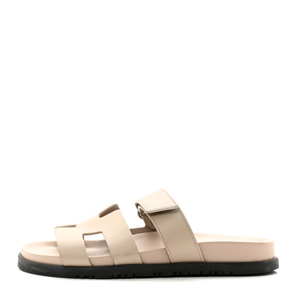 Hermes Calfskin Womens Chypre Sandals 38 Beige Mastic 1 of 10