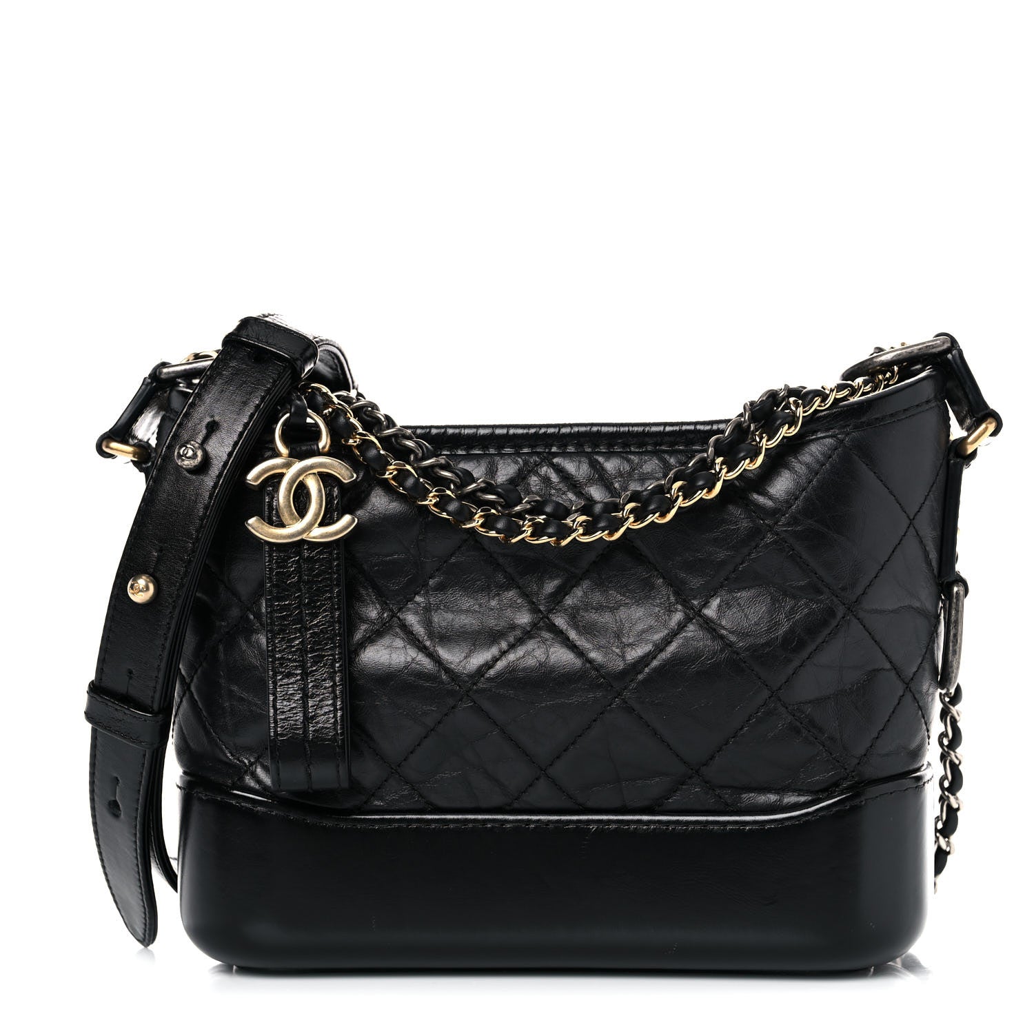 Chanel Aged Calfskin Quilted Small Gabrielle Hobo Black 1 of 14