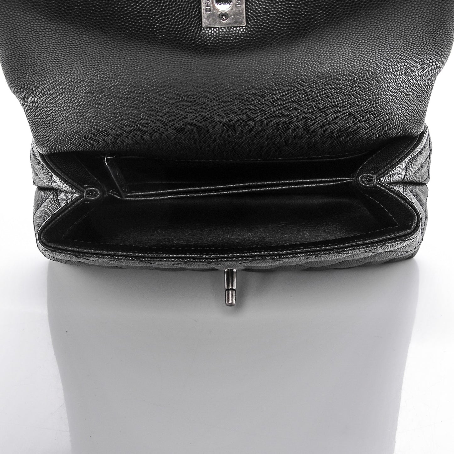 Caviar Lizard Quilted Mini Coco Handle Flap Black