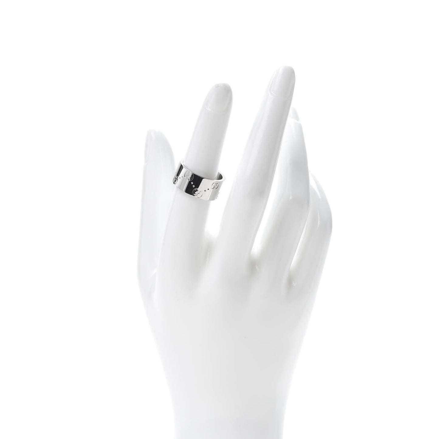 18K White Gold 9mm Icon Band Ring 54 6.75
