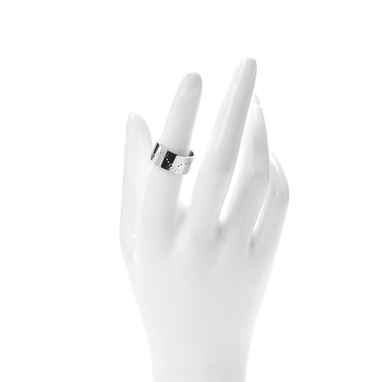 Gucci 18K White Gold 9mm Icon Band Ring 54 6.75 2 of 5