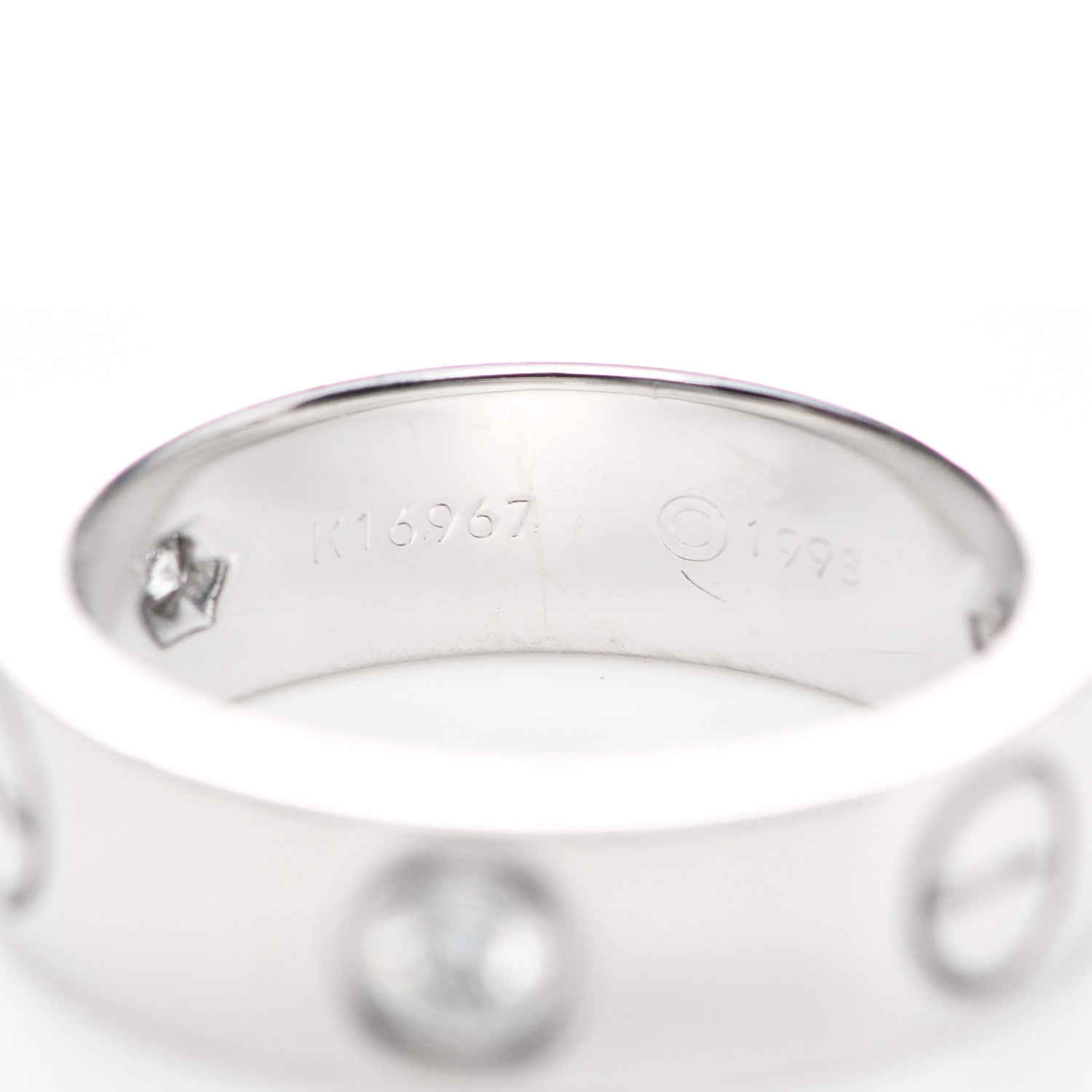 Cartier 18K White Gold 3 Diamond 5.5mm LOVE Ring 49 5 6 of 7