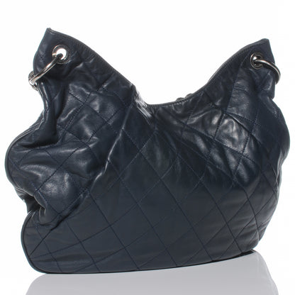 Chanel Calfskin Coco Pleats Hobo Marine Fonce 3 of 8