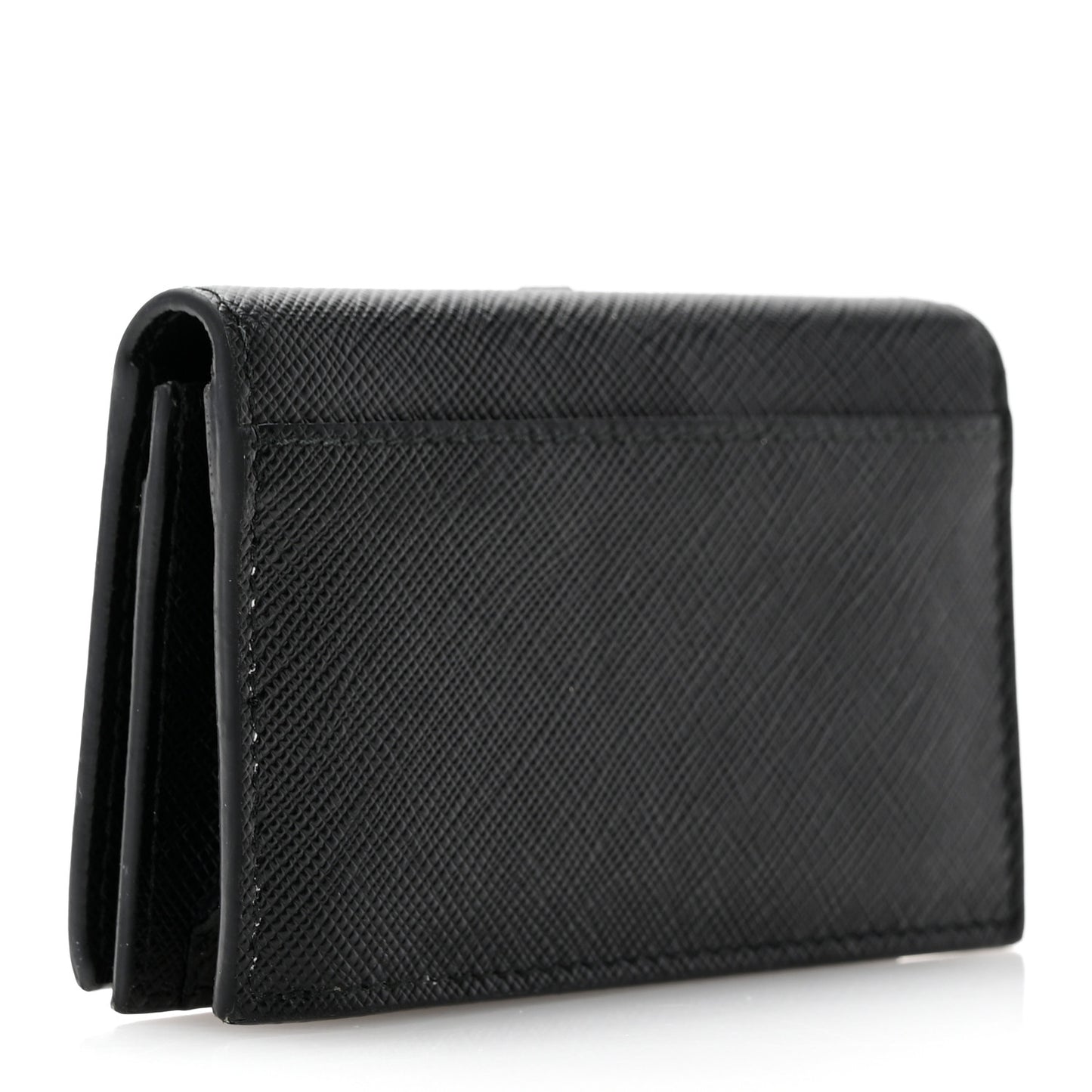 Saffiano Robot Metal Bi-Fold Card Holder Wallet Black Cromo