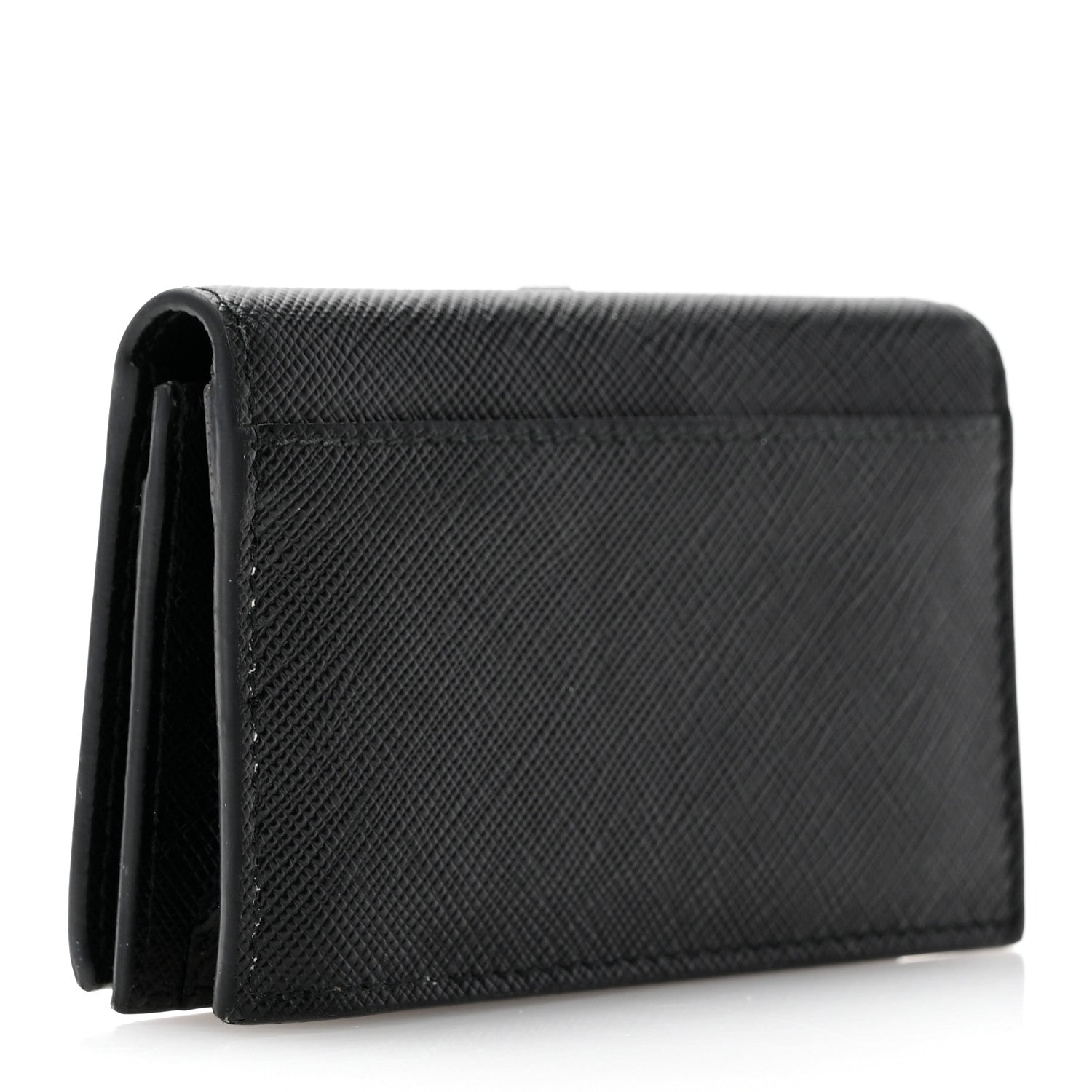 Prada Saffiano Robot Metal Bi-Fold Card Holder Wallet Black Cromo 3 of 10