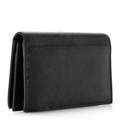 Prada Saffiano Robot Metal Bi-Fold Card Holder Wallet Black Cromo 3 of 10