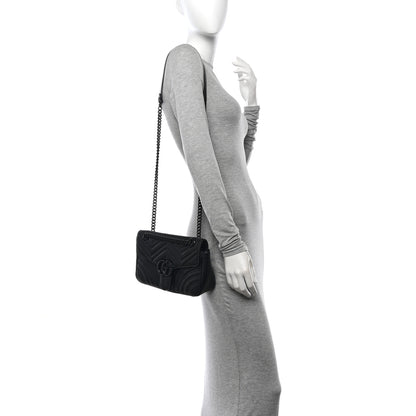 Gucci Calfskin Matelasse Monochrome Small GG Marmont Shoulder Bag Black 2 of 10