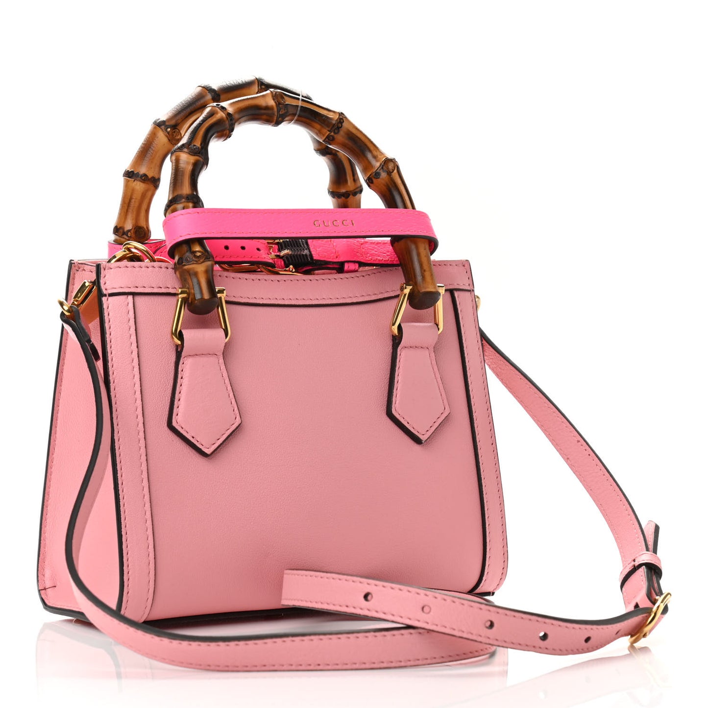 Wonka Grain Calfskin Mini Diana Tote Bag Wild Rose Fuxia Fluo