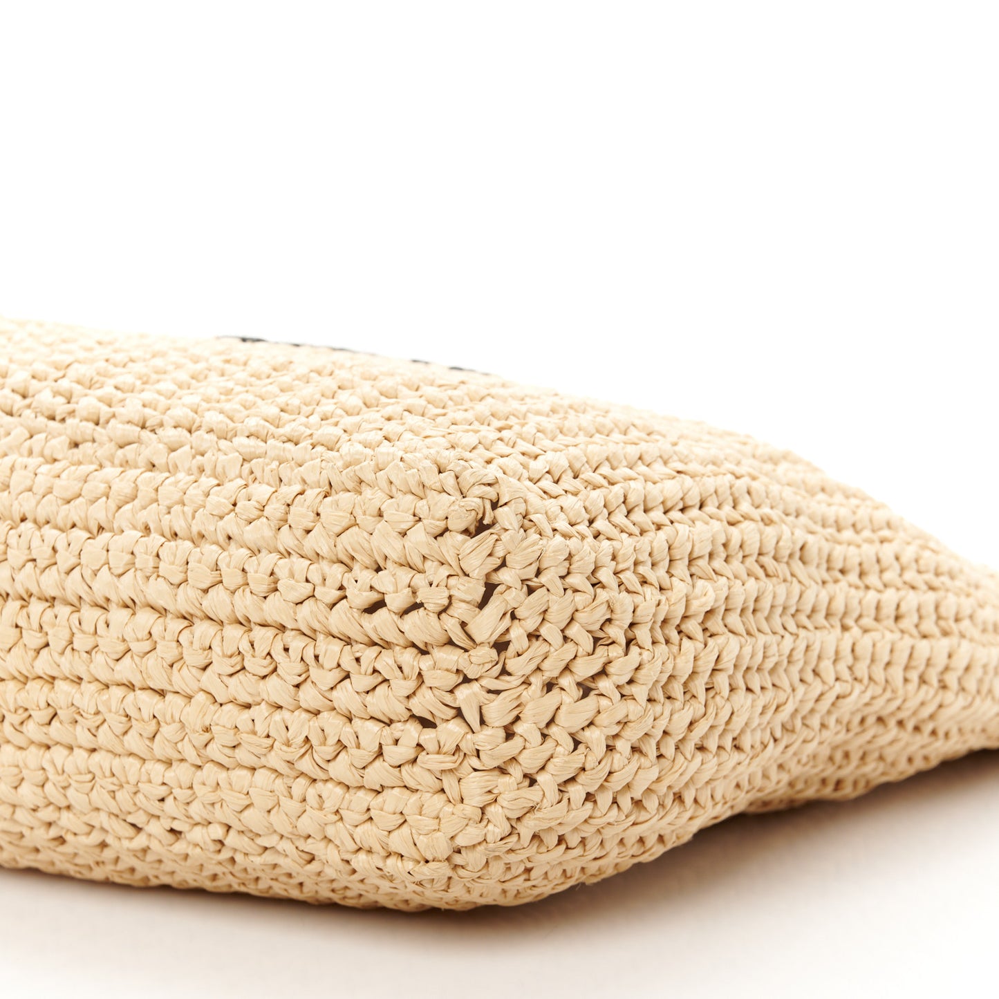 Yarn Raffia Effect Crochet Embroidered Small Logo Tote Naturale