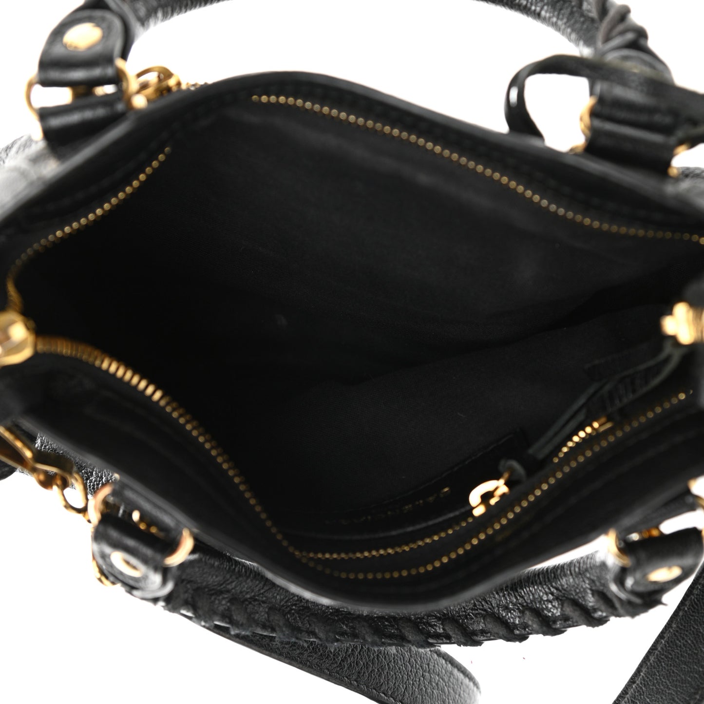 Chevre Gold Metallic Edge Hardware Mini City Black