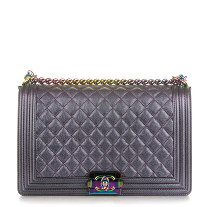 Chanel Iridescent Goatskin Quilted New Medium Boy Flap Purple 1 of 8