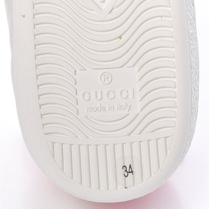 Gucci Calfskin Ayers Bee Embroidered Womens Ace Sneakers 34 White Green 8 of 10
