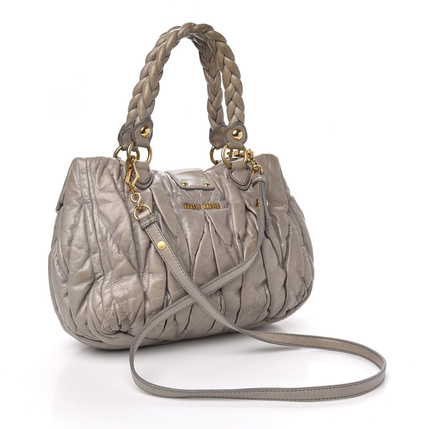 Nappa Matelasse Top Handle Satchel Fumo