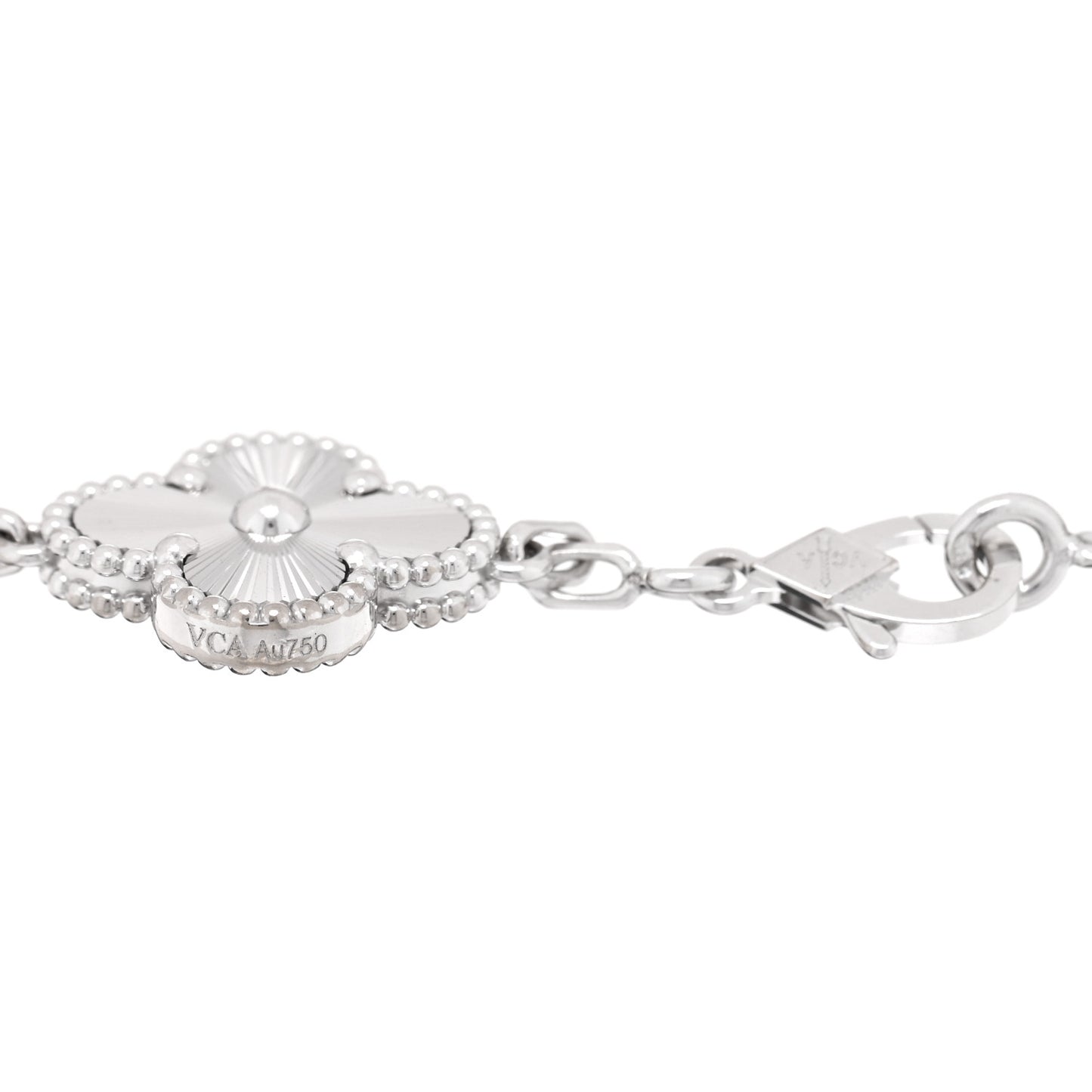 18K White Gold 5 Motifs Guilloche Vintage Alhambra Bracelet