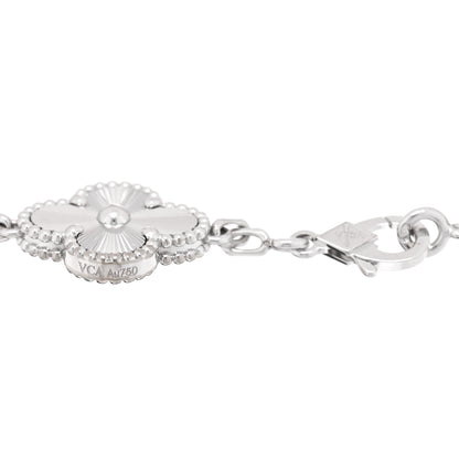 Van Cleef & Arpels 18K White Gold 5 Motifs Guilloche Vintage Alhambra Bracelet 3 of 3
