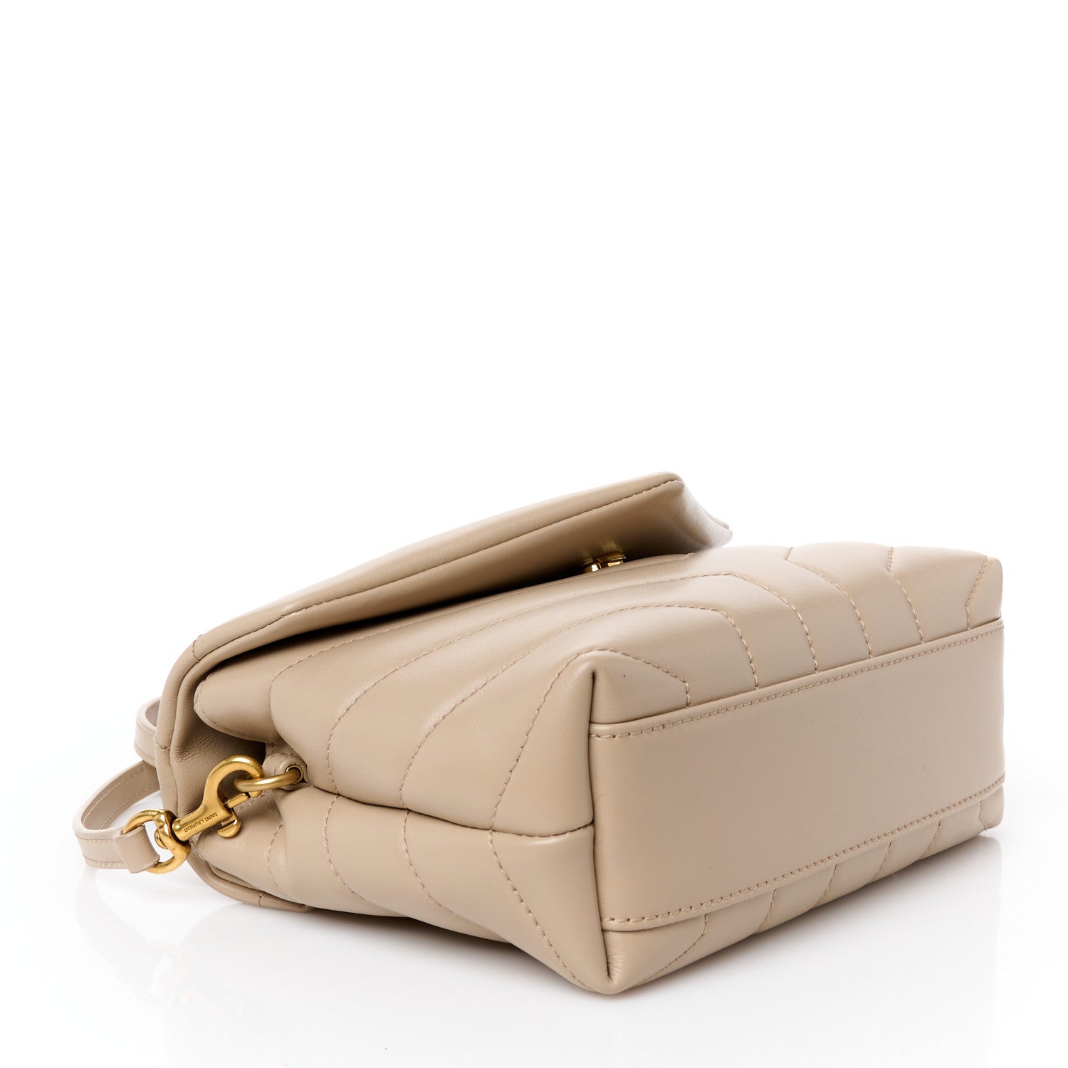 Saint Laurent Calfskin Y Quilted Monogram Toy Loulou Crossbody Bag Dark Beige 4 of 11