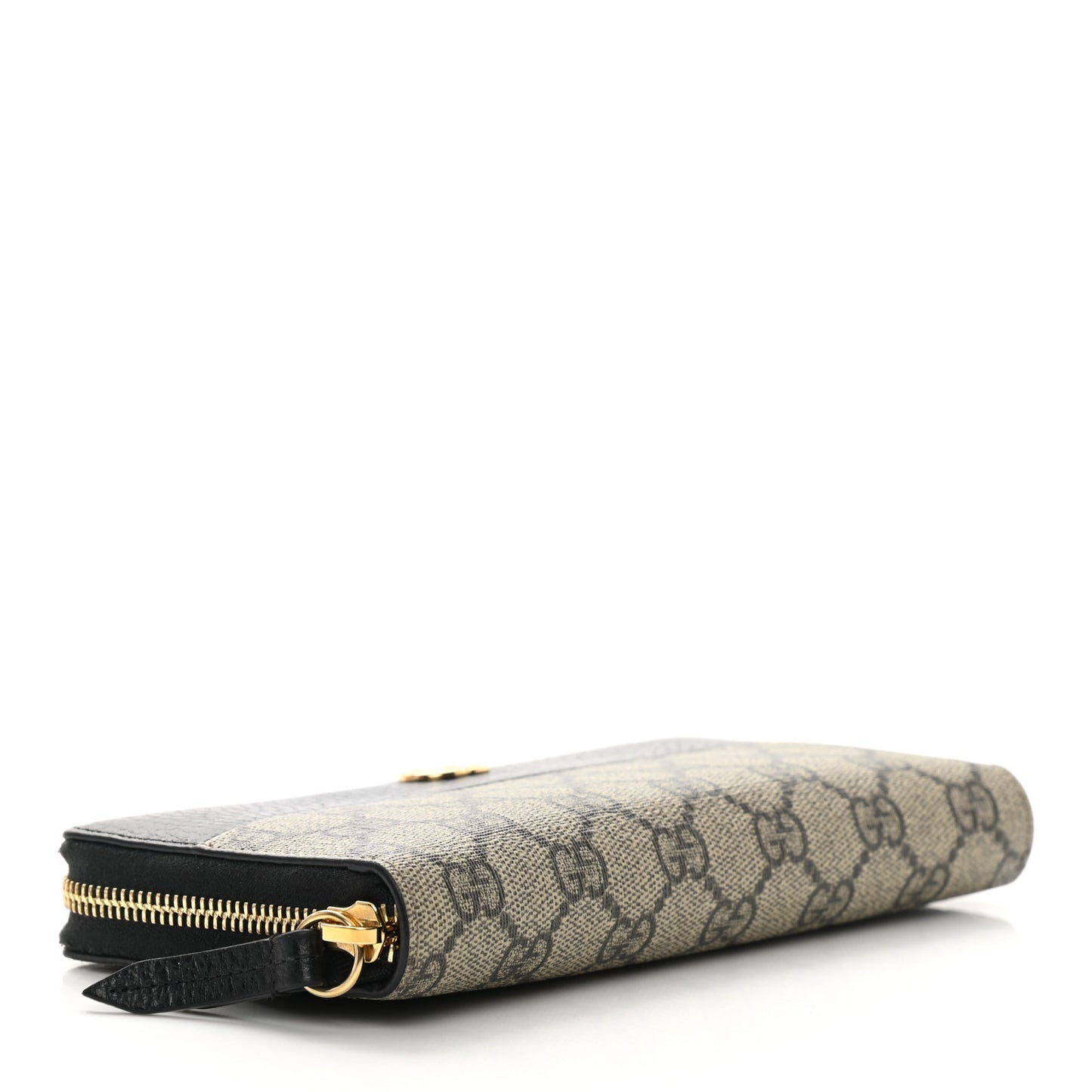 Dollar Calfskin GG Supreme Monogram GG Marmont Zip Around Wallet Black Beige Ebony