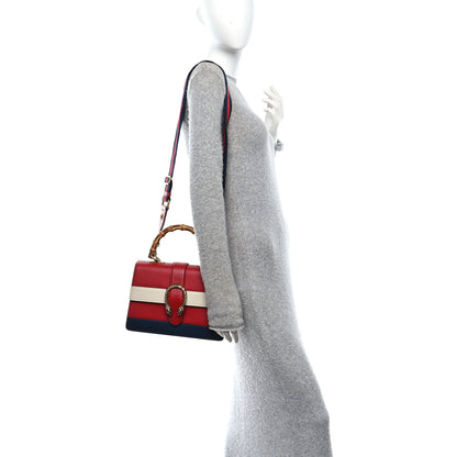 Gucci Calfskin Bamboo Web Medium Dionysus Top Handle Bag Red White Blue 2 of 11