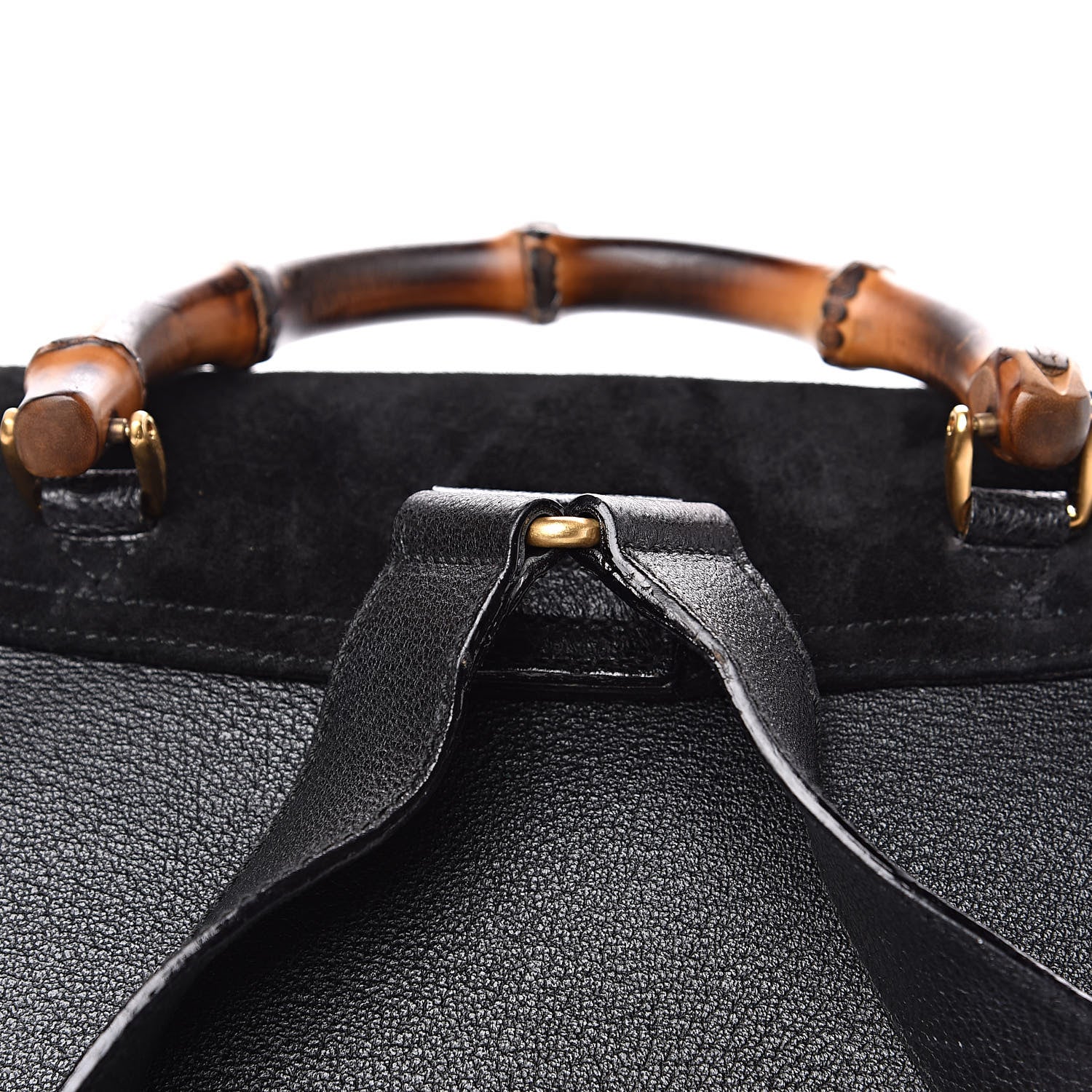 Gucci Suede Bamboo Backpack Black 12 of 13