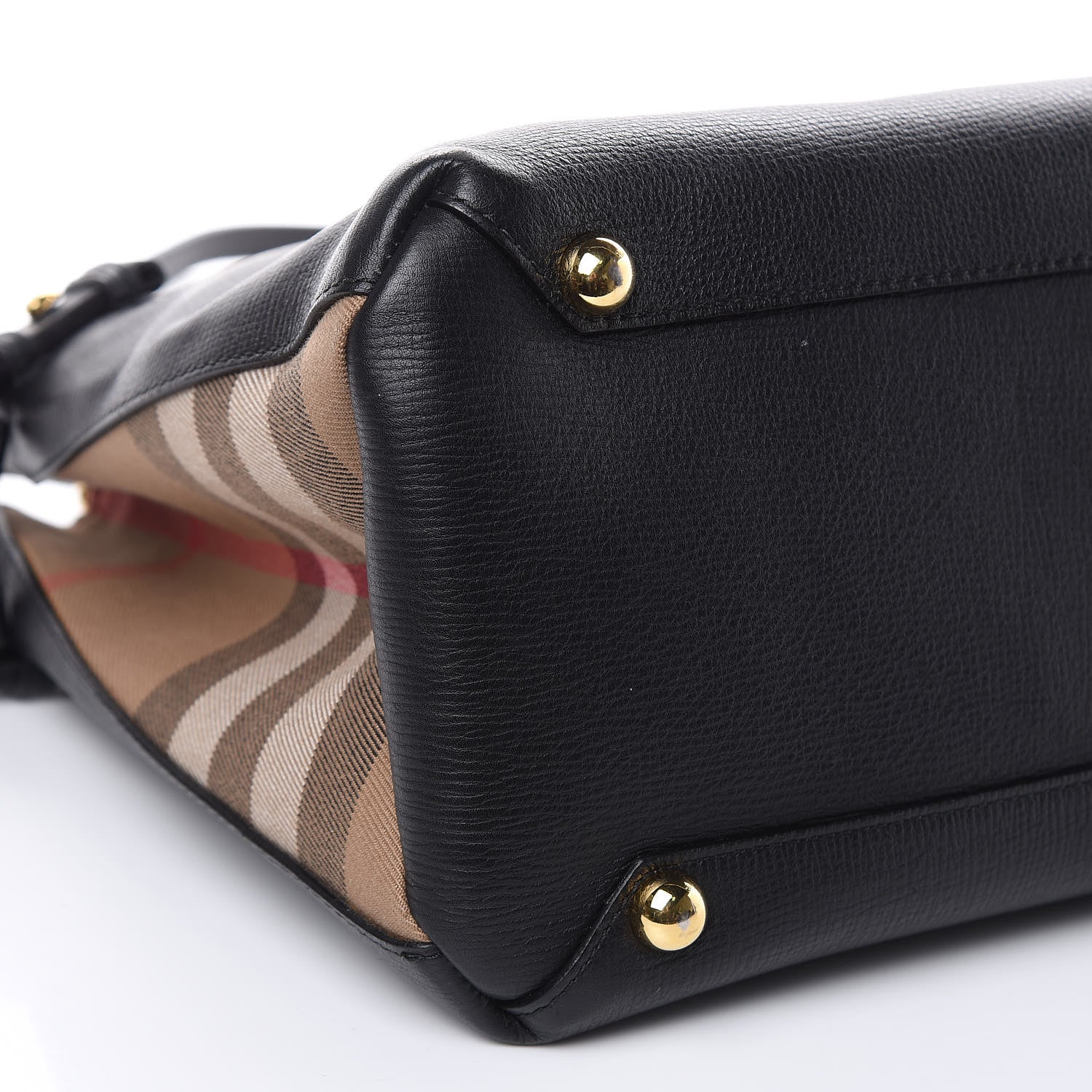 Burberry Grainy Calfskin House Check Medium Banner Tote Black 8 of 17