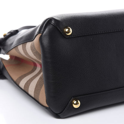 Burberry Grainy Calfskin House Check Medium Banner Tote Black 8 of 17