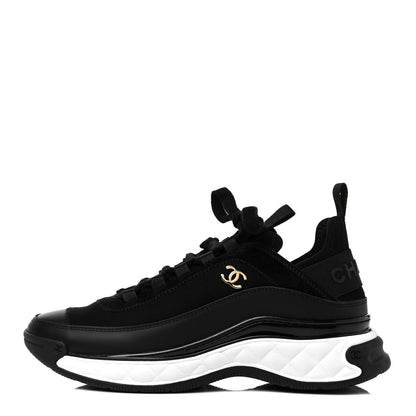Chanel Velvet Calfskin Mixed Fibers CC Sneakers 37 Black 1 of 8